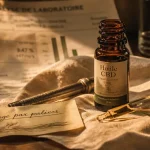 Huile cbd puissante : concentration, spectre et dosage sur table bois