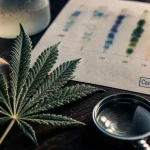 Les cannabinoïdes sur chromatogramme et feuille de cannabis