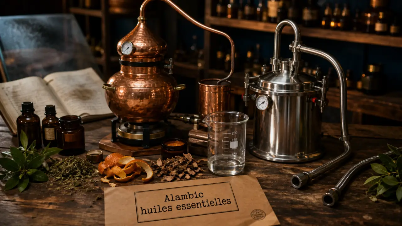 Alambic pour huiles essentielles en cuivre et inox pour distillation