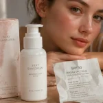 Crème anti-rougeurs visage efficace : flacon sur table, joues rosies