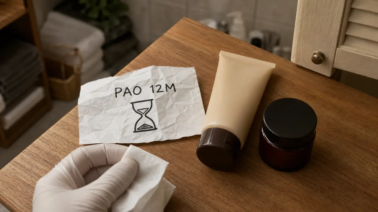 Crème visage périmée pas ouverte : PAO 12M et sablier, produits fermés