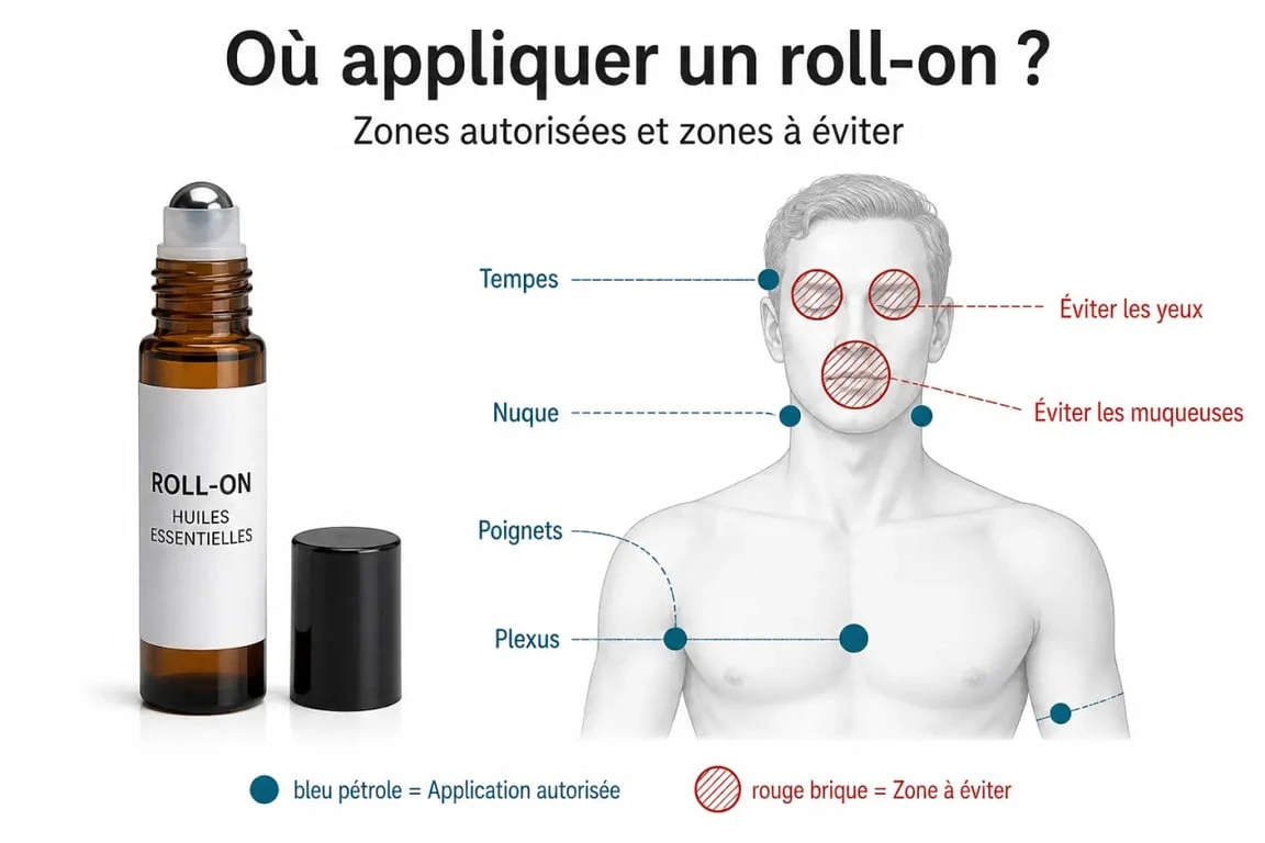 Roll on huiles essentielles : zones d’application autorisées et précautions d’usage