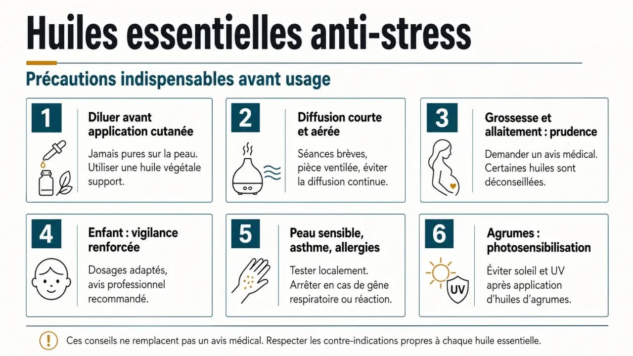Précautions essentielles pour utiliser les huiles essentielles anti stress en toute sécurité