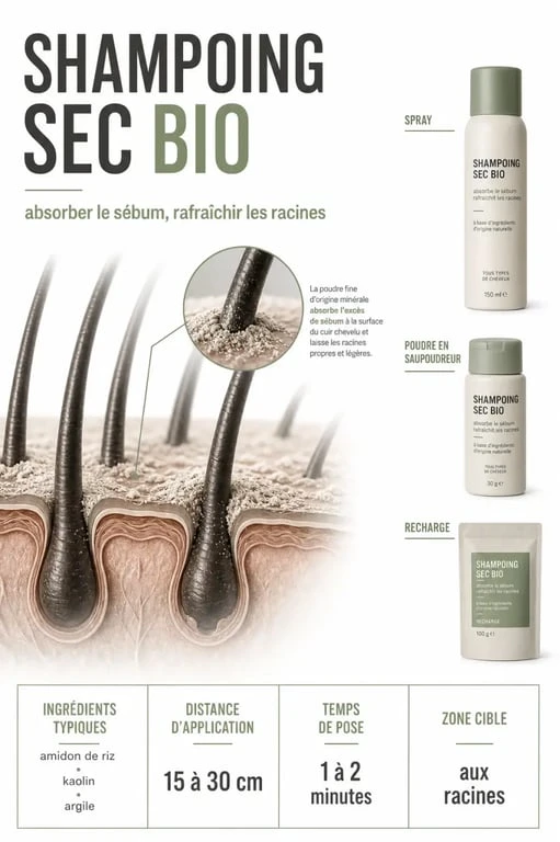 Shampoing sec bio : formats, application et conseils d’usage
