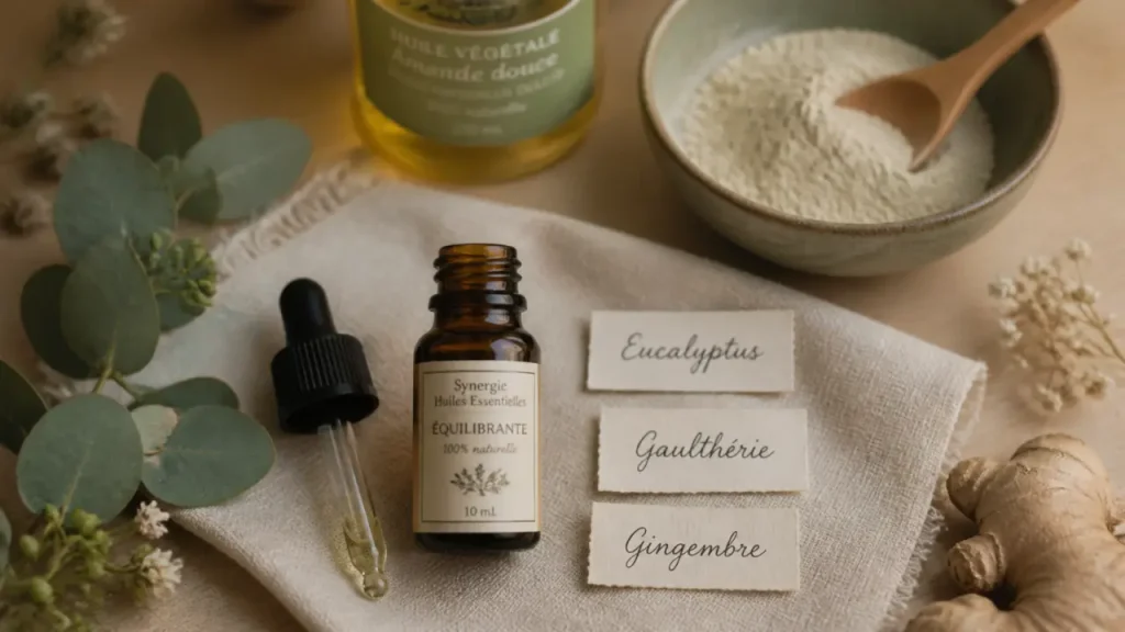 Arthrose et huiles essentielles : eucalyptus citronné, gaulthérie et gingembre en massage