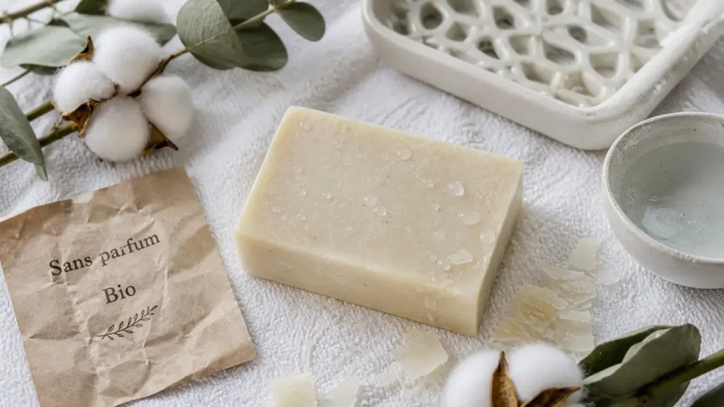 Sans parfum, surgras et saponifié à froid : les vrais critères d’un savon bio bébé