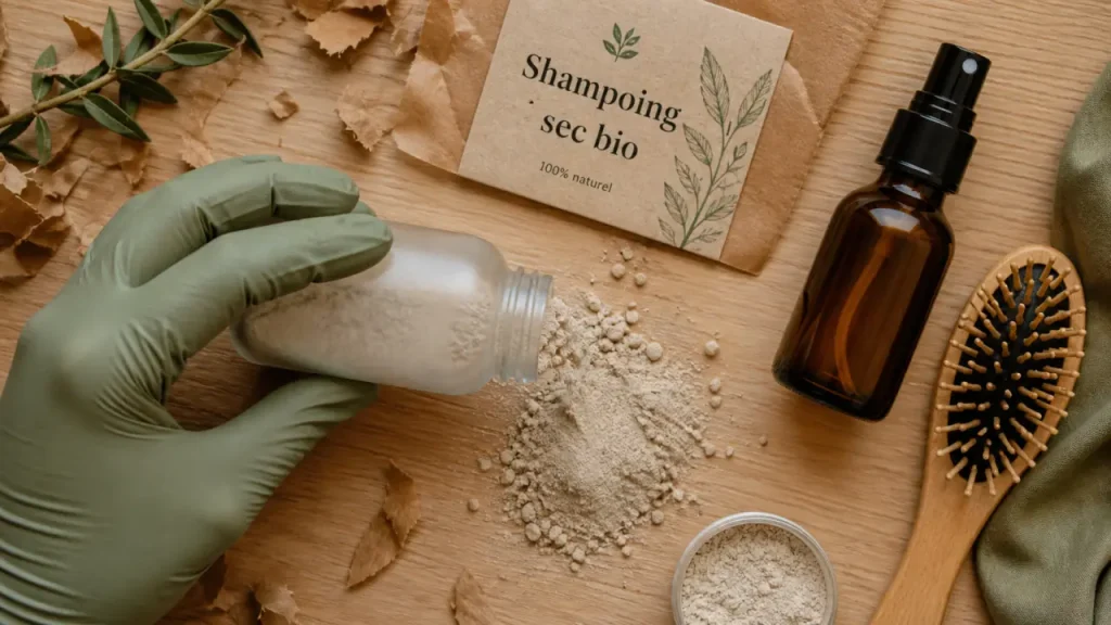 Résidus blancs, cheveux foncés et racines grasses, comment choisir un shampoing sec bio ?