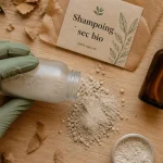 Shampoing sec bio pour racines grasses, résidus blancs sur cheveux foncés