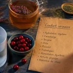 Complément alimentaire confort urinaire : eau, canneberges et tisane de bruyère