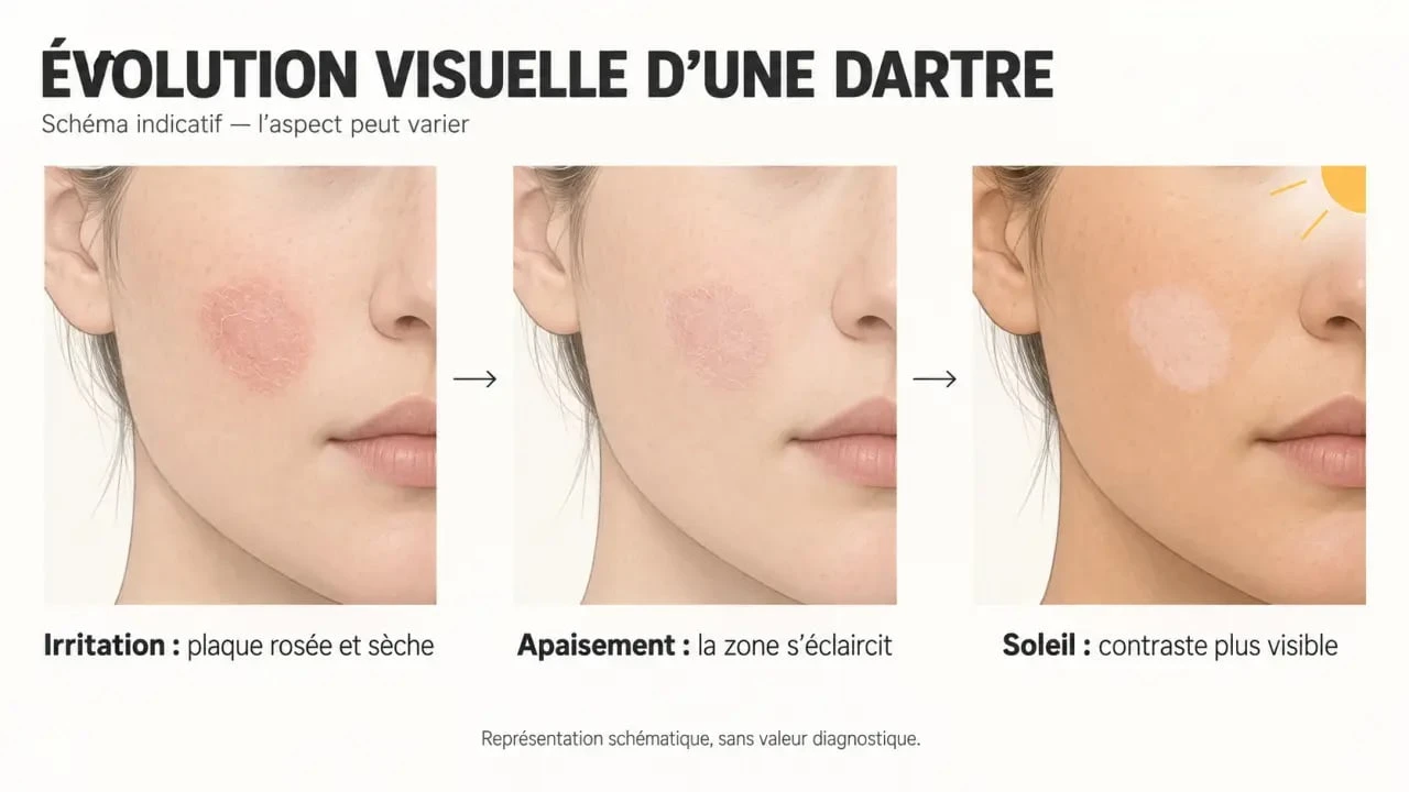 Évolution d’une crème pour dartre visage et d’une plaque hypopigmentée sur la peau du visage