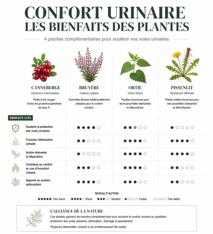 Comparatif des plantes pour le confort urinaire