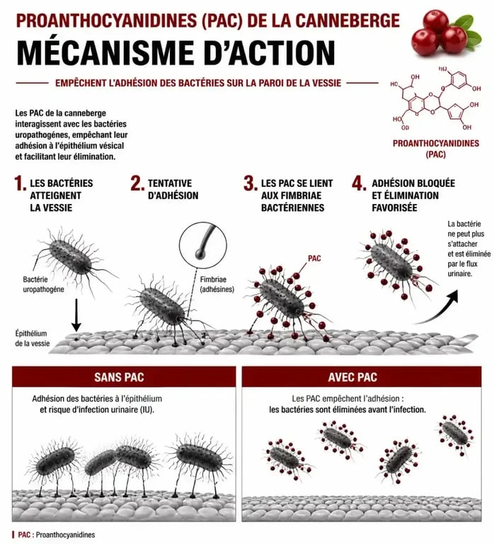 Mécanisme d'action de la canneberge pour le confort urinaire