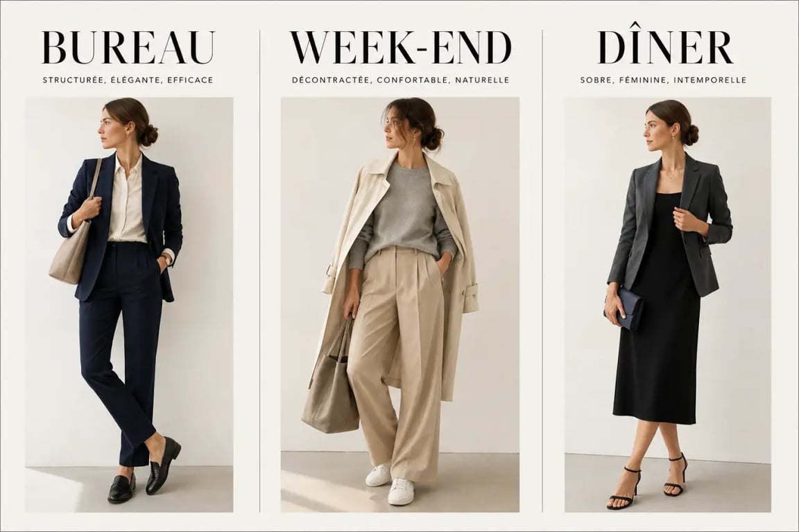 Comment adopter un look minimaliste chic au quotidien : trois tenues sobres et élégantes en palette neutre