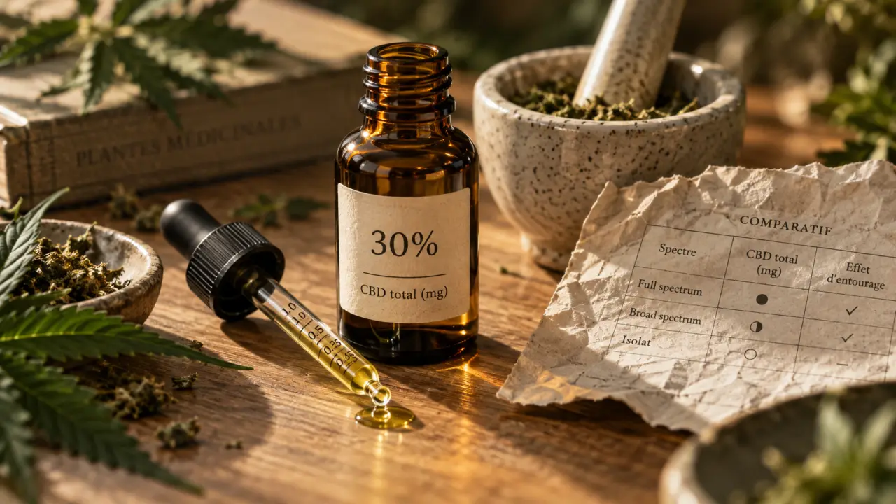 Huile cbd full spectrum 30 % : flacon et pipette graduée